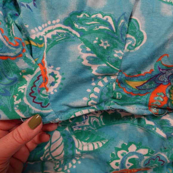 Ralph Lauren Dress Womens Medium Knee Length Paisley Square Neck Blue ALine - Picture 4 of 10